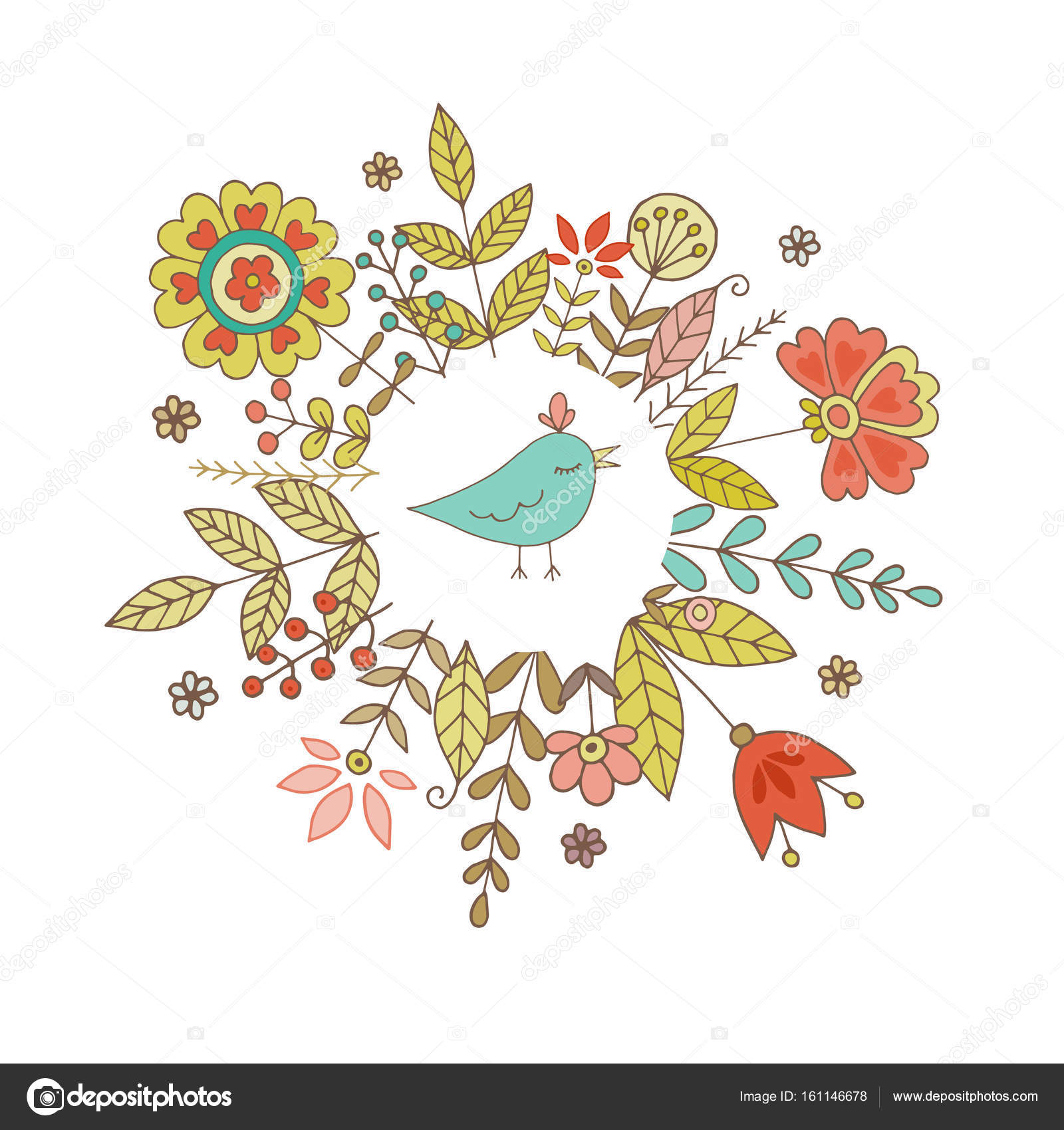 Vintage Frame For Your Design With Bird And Flowers Stock Vector Vintage Frame For Your Design With Bird And Flowers Stock Vector