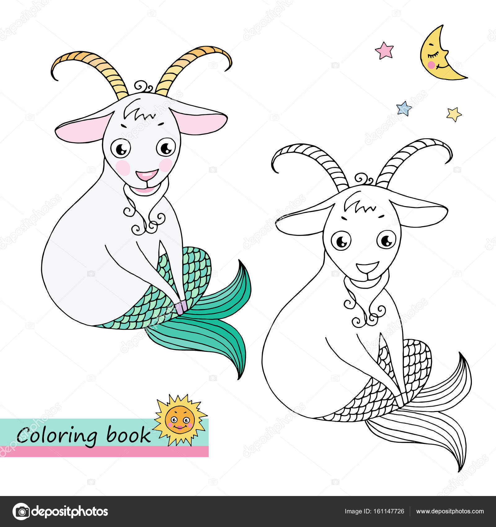 Disegno di vettore animale fantastico in stile cartoon lineare Bianco e nero immagini colorate essere utilizzato per libro da colorare — Vettoriali di