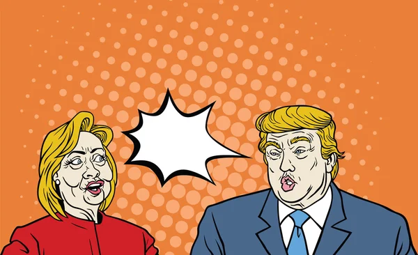 Hillary Clinton contra Donald Trump Debate Pop arte Comic —  Vetores de Stock