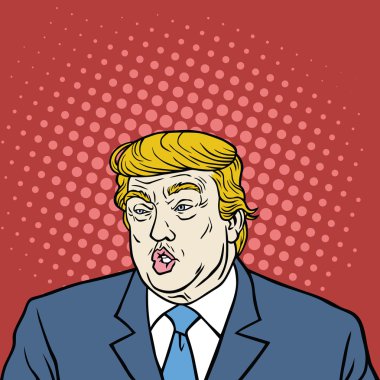  Donald Trump Pop Art karikatür portre vektör