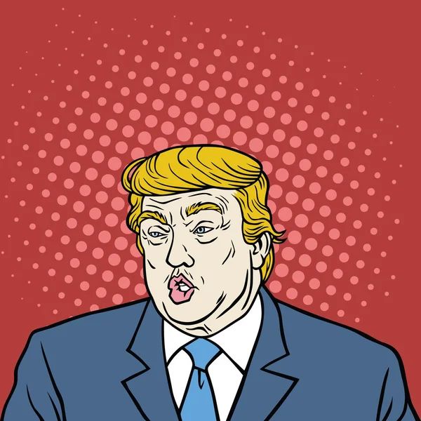 Donald trump pop art karikatur porträtvektor — Stockvektor