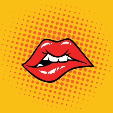 Seksi ısırma dudaklar Pop Art