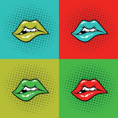 Sıcak Dudak vektör çizim Pop Art