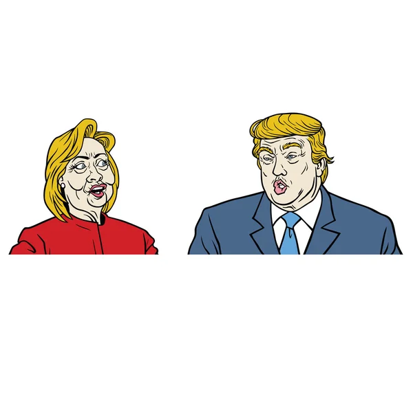 Дебаты кандидатов в президенты, Хиллари Клинтон против Дональда Трампа — стоковый вектор