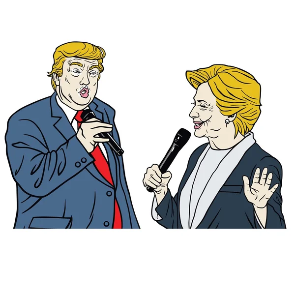 Candidatos Presidenciais Donald Trump Vs Hillary Clinton Cartoon, 15 de outubro de 2016 —  Vetores de Stock