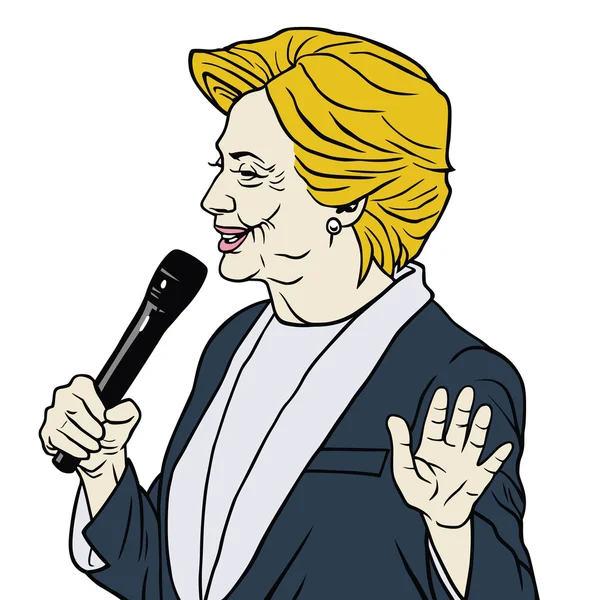 Hillary Clinton Retrato Cartoon Caricatura — Vetor de Stock