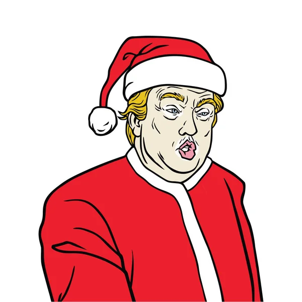 Donald Trump draagt kerstman kostuum — Stockvector