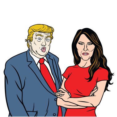 Donald Trump ile eşi Melania Trump. Başkan seçilene Donald Trump ve First Lady Amerika Birleşik Devletleri Melania Knauss koz.