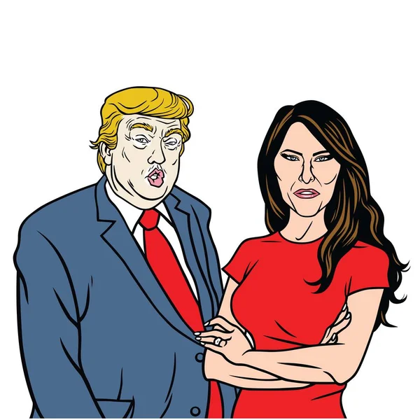 Donald Trump com a esposa Melania Trump. Presidente elege Donald Trump e primeira-dama dos Estados Unidos Melania Knauss Trump . —  Vetores de Stock