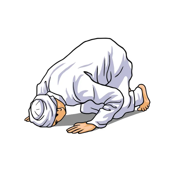 Muzułmanin robi Salah, Salat, Shalat, Sholaat, Sujud Vector — Wektor stockowy