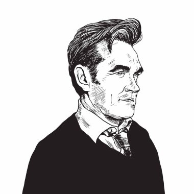 Morrissey portre karikatür çizilmiş çizim vektör çizim