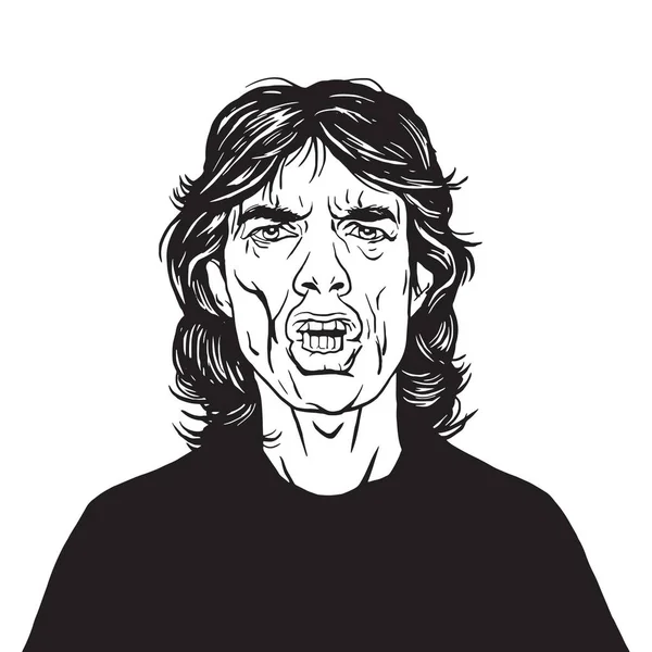 Dessin de portrait vectoriel de Mick Jagger — Image vectorielle