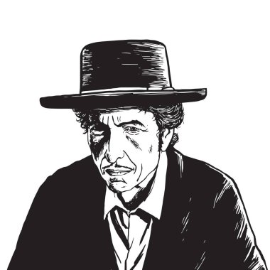 Bob Dylan elle çizilmiş çizim vektör portre 