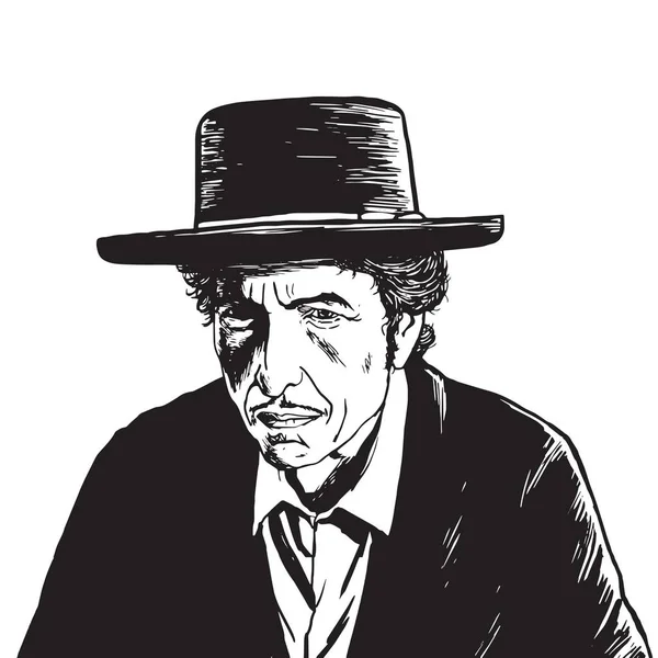 Retrato de vetor de desenho desenhado à mão Bob Dylan — Vetor de Stock