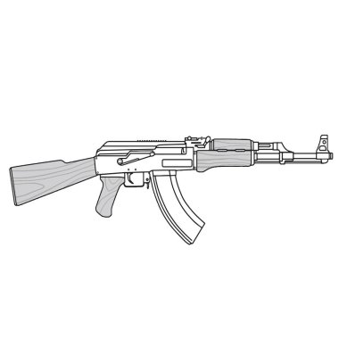 AK 47 makineli tüfek Kalaşnikof vektör çizim