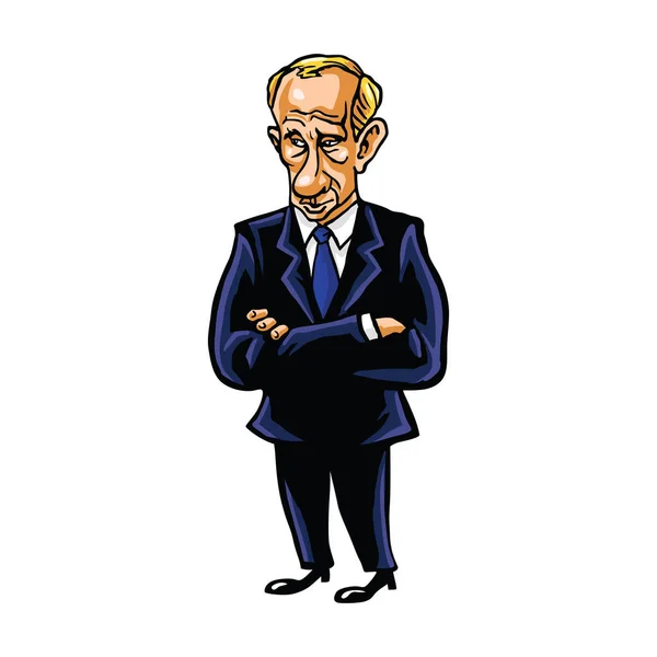 Vladimir Putin Cartoon vektorillustration porträtt — Stock vektor