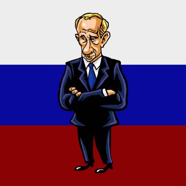 Rusya Federasyonu Başkanı Vladimir Putin Cartoon portresi 