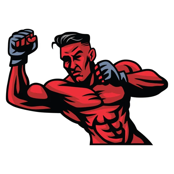 Illustrazione del vettore della mascotte del combattente di MMA — Vettoriale Stock