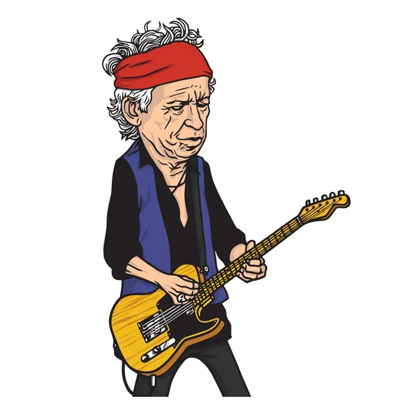 Keith Richards of The Rolling Stones Cartoon — Stock Vector