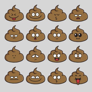 Poop Cute Cartoon Set Pack clipart