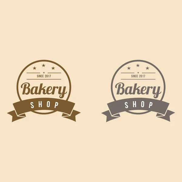 Padaria Round Logo Design com fita —  Vetores de Stock