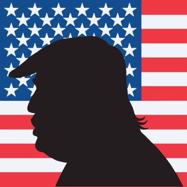 Amerikan Bayrağı ile Abd Donald Trump Portre Siluet i