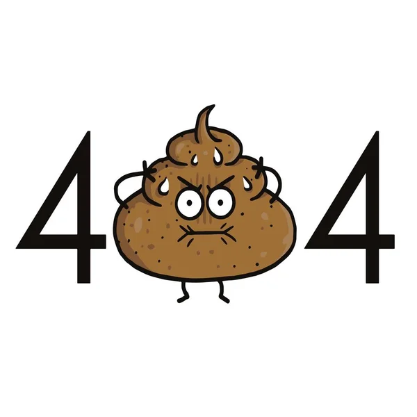 Página no encontrada Error 404. Poop Cartoon para la plantilla de proyectos web — Archivo Imágenes Vectoriales