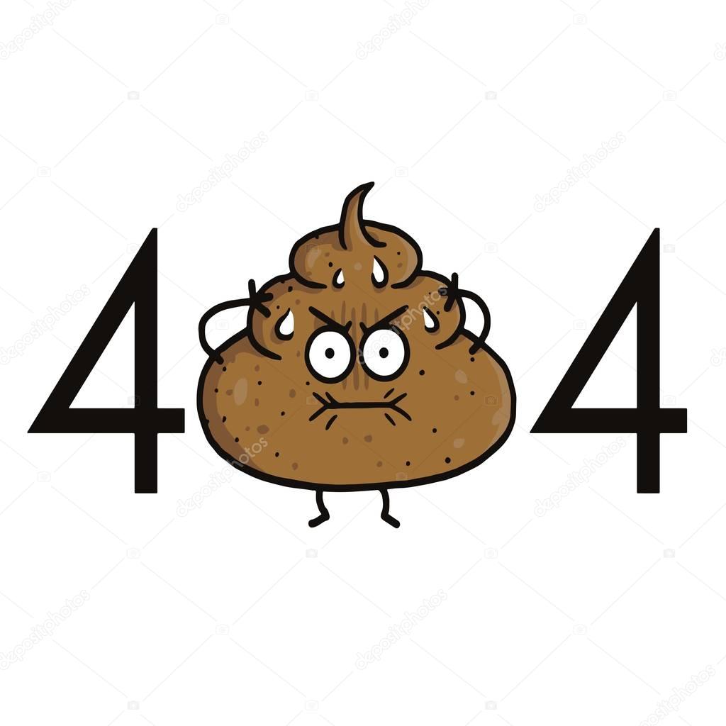 Page Not Found Error 404. Poop Cartoon for Website Projects Template