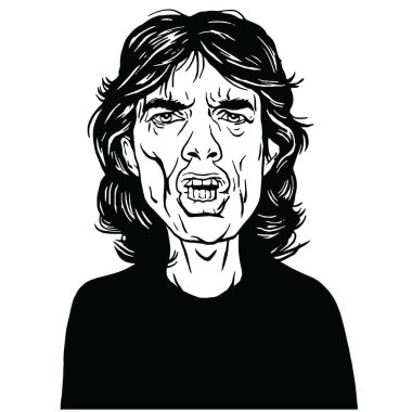 Mick Jagger el çizilen portre vektör