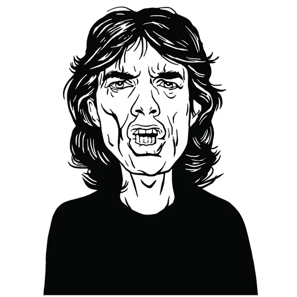 Mick Jagger ručně nakreslený portrét vektor — Stockový vektor