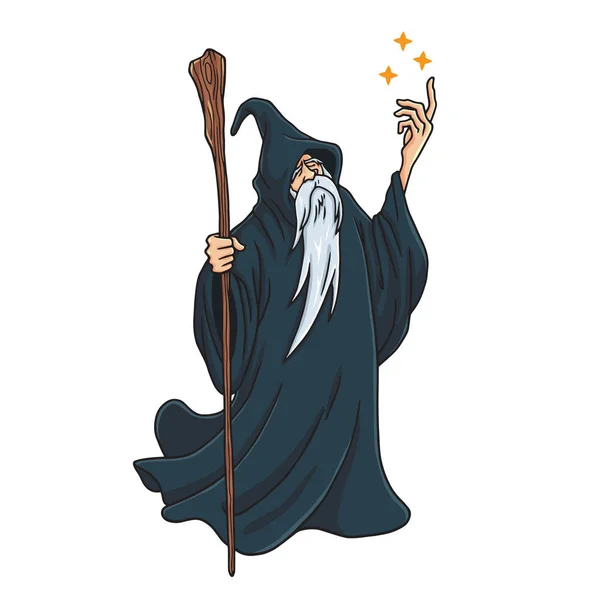Wizard Cartoon Character Design mascotte vectorillustratie — Stockvector