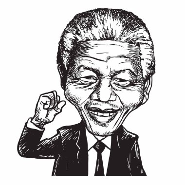 Nelson Mandela Hand Drawn Portrait Caricature Vector Illustration  clipart