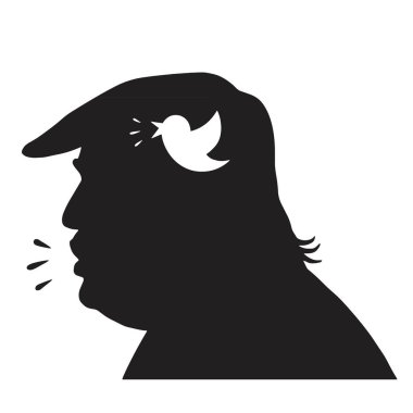 Donald Trump siluet ve sosyal medya simge. Vektör çizim