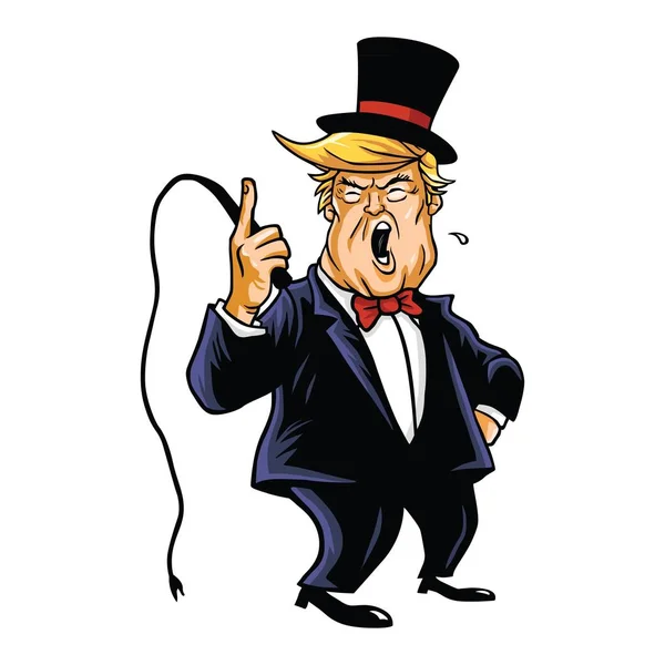 Donald Trump i Ringmaster tecknade vektorillustration — Stock vektor