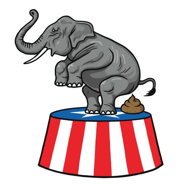 American Republican Party GOP Elephant Vector Cartoon Illustration — Stock Vector