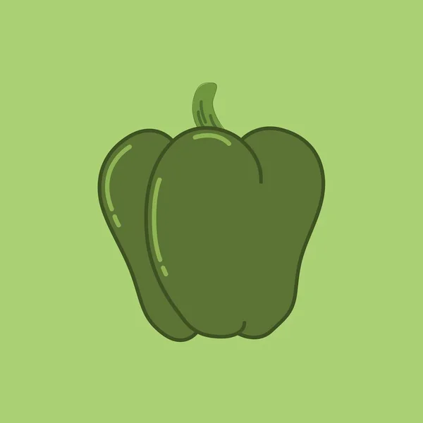 Yeşil tatlı Bulgar biber. Kırmızı biber izole vektör çizim — Stok Vektör