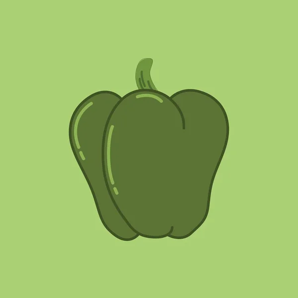 Green Sweet Bulgarian Bell Pepper. Ilustrasi Vektor Terisolasi Paprika - Stok Vektor