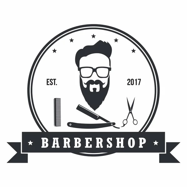 Badges Hipster Barber Shop Éléments de design vintage. Logo, étiquettes, bannière, emblèmes. Illustration vectorielle — Image vectorielle