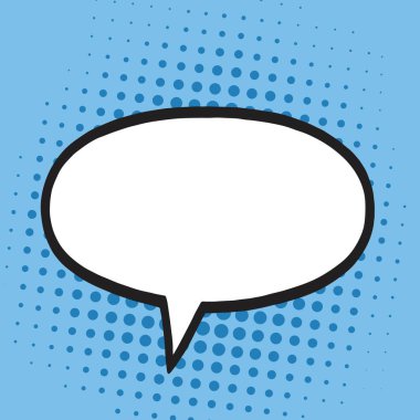 Pop sanat çizgi roman tarzı konuşma balonu. Mavi renkleri Retro resimde arka plan 