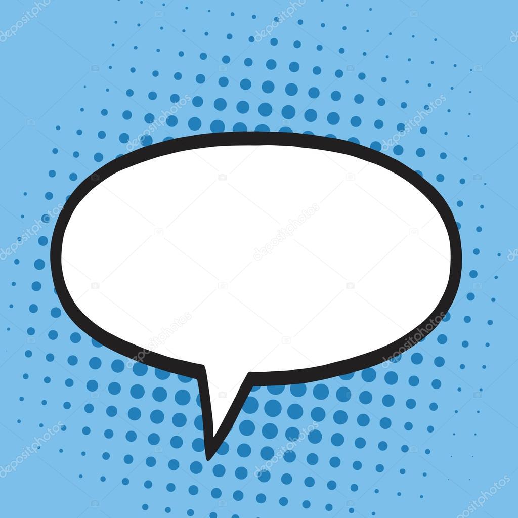 Speech Bubble in Pop Art Comics Style. Blue Colors Retro Illustration Background 