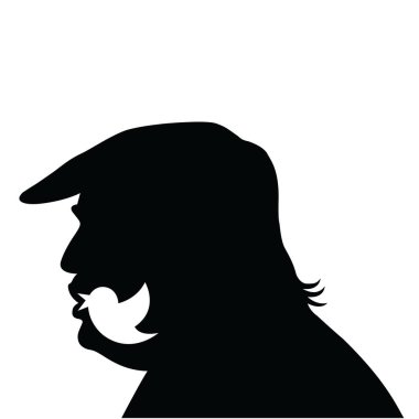 Donald Trump sosyal medya güncelleştirir. Vektör siluet simge 