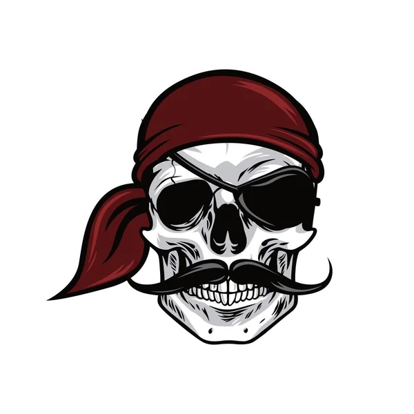 Illustrazione del disegno vettoriale della mascotte del cranio della testa del pirata — Vettoriale Stock