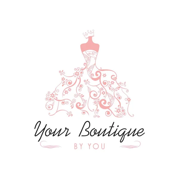 Kleid Boutique Braut Logo Vorlage Illustration Vektordesign — Stockvektor