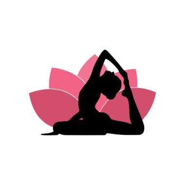 Yoga kadın silueti, Lotus çiçeği ile Zen Logo tasarım şablonu