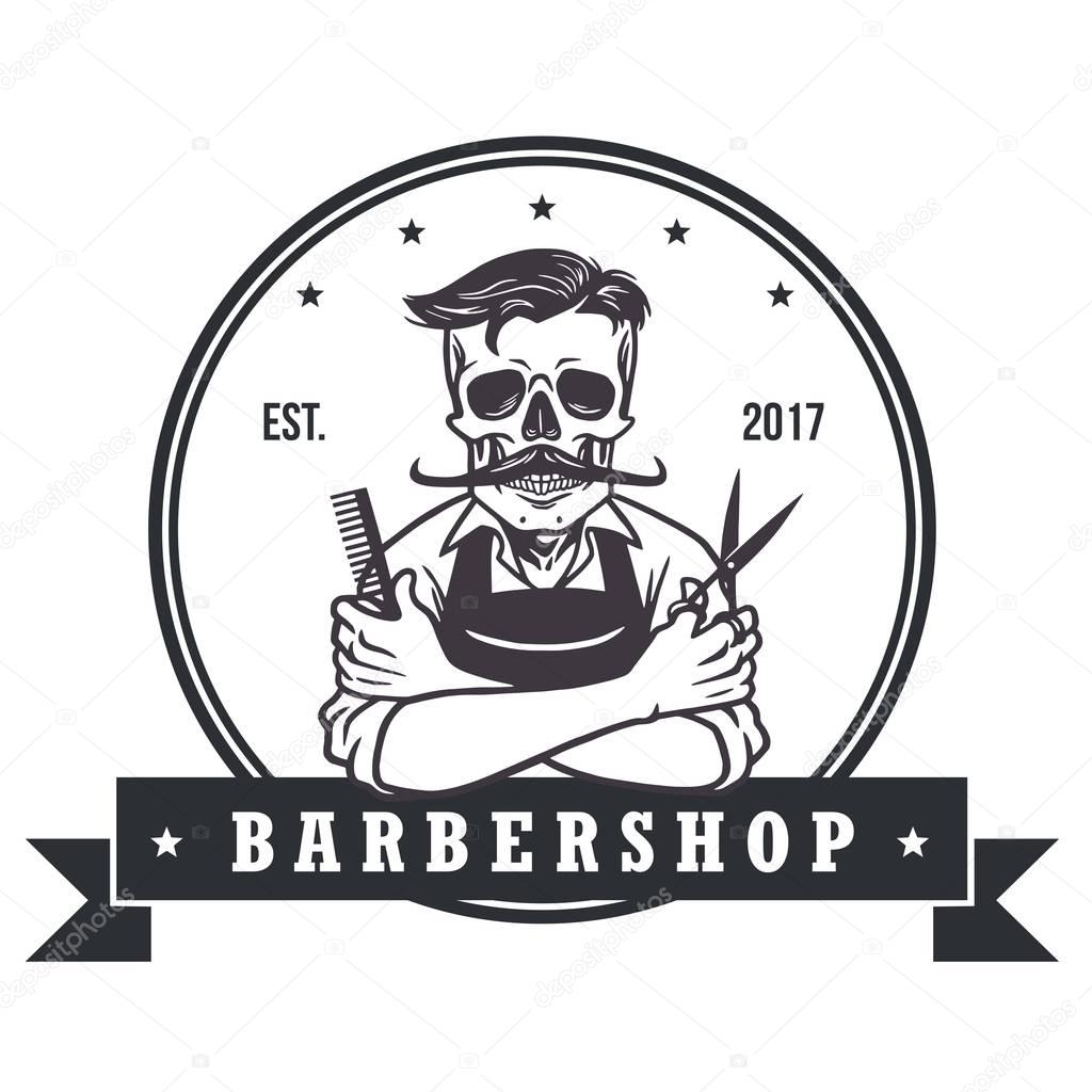 Skull  Vintage Barbershop Logo Template