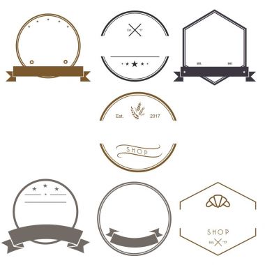 Vintage logo tasarım şablonları kümesi. Boş Logotypes koleksiyonu, simgeleri simgeleri, Retro etiketleri, rozetleri vektör.