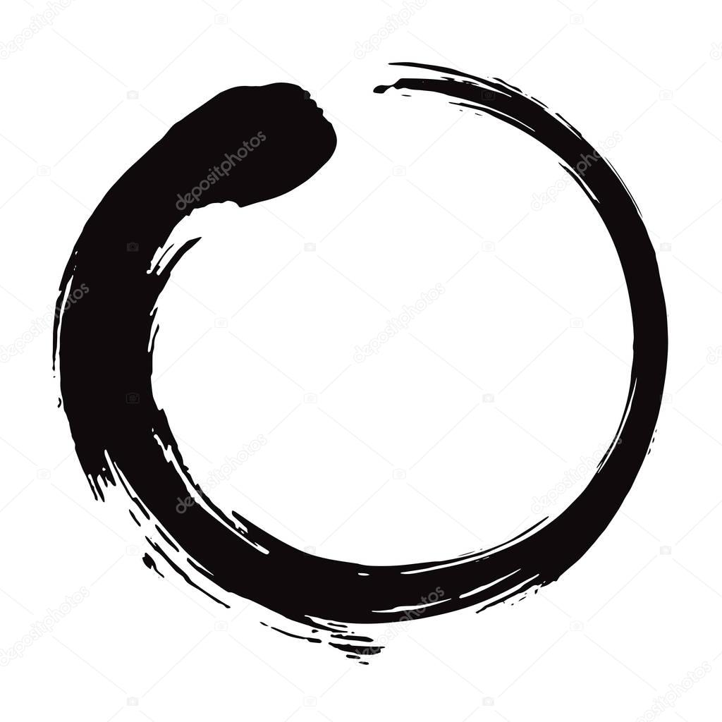  Zen Circle Brush Black Ink Vector Illustration 