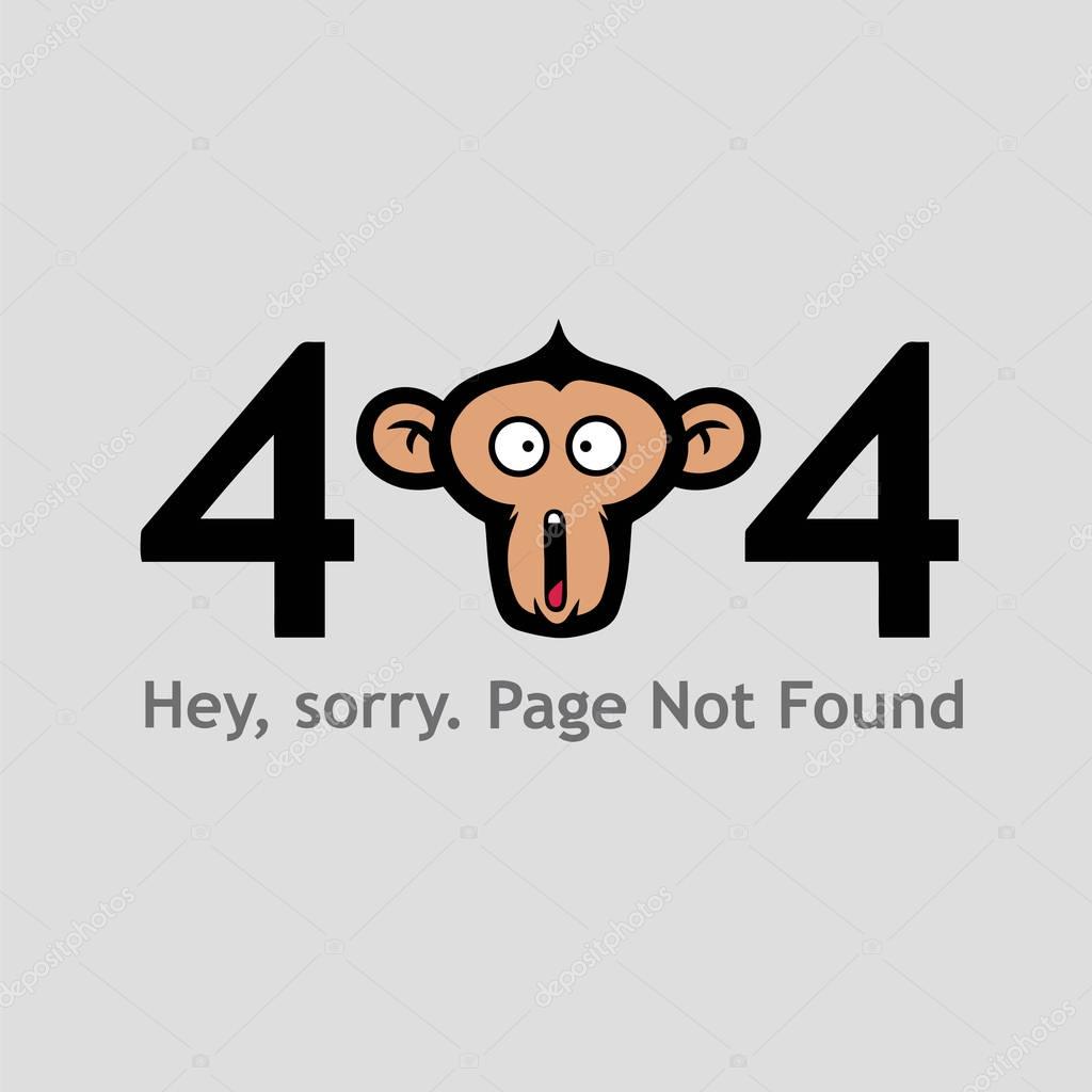 404 Page Not Found with Monkey Face Screaming Illustration Vector Design