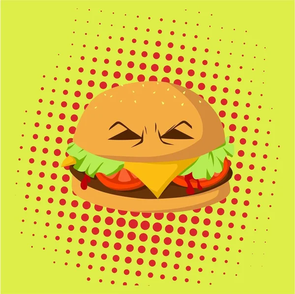 Gefahr Burger Monster Pop Art Vektor Design, Zeichen, Illustration — Stockvektor