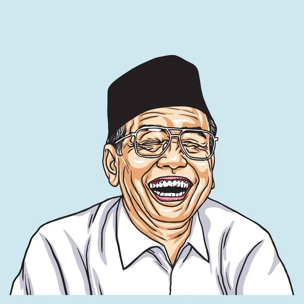 Gus Dur Abdurrahman Wahid Vector Illustration Drawing. 13 November 2017 - Stok Vektor